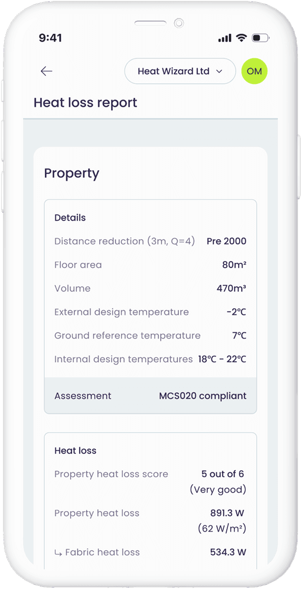 Automated, fully compliant heat loss calculations